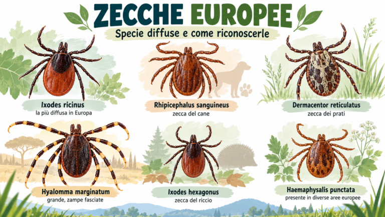 Diversi tipi di zecche europee